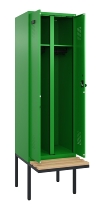 C+P Schwarz-Weiß-Spind Evolo PLUS 0490427-20 schw.Bank 2 Abt.je 300mm Drehriegel (HxBxT) 2120x600x815mm 6037/6037