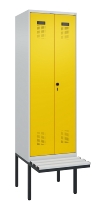 C+P Schwarz-Weiß-Spind Evolo PLUS 0490427-20 schw.Bank 2 Abt.je 300mm Drehriegel (HxBxT) 2120x600x815mm 7035/3003