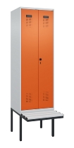 C+P Schwarz-Weiß-Spind Evolo PLUS 0490427-20 schw.Bank 2 Abt.je 300mm Drehriegel (HxBxT) 2120x600x815mm 7035/3003