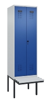 C+P Schwarz-Weiß-Spind Evolo PLUS 0490427-20 schw.Bank 2 Abt.je 300mm Drehriegel (HxBxT) 2120x600x815mm 7035/3003