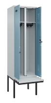 C+P Schwarz-Weiß-Spind Evolo PLUS 0490427-20 schw.Bank 2 Abt.je 300mm Drehriegel (HxBxT) 2120x600x815mm 7035/3003
