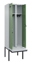 C+P Schwarz-Weiß-Spind Evolo PLUS 0490427-20 schw.Bank 2 Abt.je 300mm Drehriegel (HxBxT) 2120x600x815mm 7035/3003