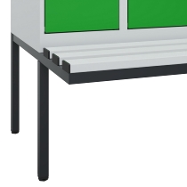 C+P Schwarz-Weiß-Spind Evolo PLUS 0490427-20 schw.Bank 2 Abt.je 300mm Drehriegel (HxBxT) 2120x600x815mm 7035/3003
