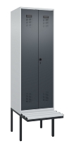 C+P Schwarz-Weiß-Spind Evolo PLUS 0490427-20 schw.Bank 2 Abt.je 300mm Drehriegel (HxBxT) 2120x600x815mm 7035/3003