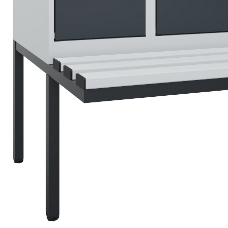 C+P Schwarz-Weiß-Spind Evolo PLUS 0490427-20 schw.Bank 2 Abt.je 300mm Drehriegel (HxBxT) 2120x600x815mm 7035/3003