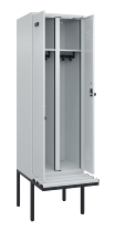 C+P Schwarz-Weiß-Spind Evolo PLUS 0490427-20 schw.Bank 2 Abt.je 300mm Drehriegel (HxBxT) 2120x600x815mm 7035/3003