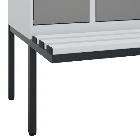 C+P Schwarz-Weiß-Spind Evolo PLUS 0490427-20 schw.Bank 2 Abt.je 300mm Drehriegel (HxBxT) 2120x600x815mm 7035/3003