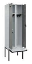 C+P Schwarz-Weiß-Spind Evolo PLUS 0490427-20 schw.Bank 2 Abt.je 300mm Drehriegel (HxBxT) 2120x600x815mm 7035/3003