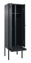 C+P Schwarz-Weiß-Spind Evolo PLUS 0490427-20 schw.Bank 2 Abt.je 300mm Drehriegel (HxBxT) 2120x600x815mm 7035/3003