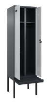 C+P Schwarz-Weiß-Spind Evolo PLUS 0490427-20 schw.Bank 2 Abt.je 300mm Drehriegel (HxBxT) 2120x600x815mm 7035/3003
