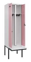 C+P Schwarz-Weiß-Spind Evolo PLUS 0490427-20 schw.Bank 2 Abt.je 300mm Drehriegel (HxBxT) 2120x600x815mm 7035/3003