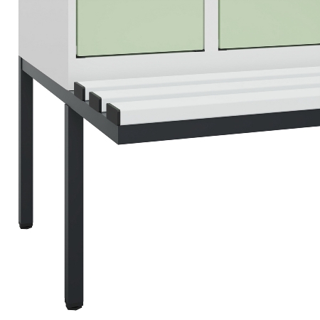 C+P Schwarz-Weiß-Spind Evolo PLUS 0490427-20 schw.Bank 2 Abt.je 300mm Drehriegel (HxBxT) 2120x600x815mm 7035/3003