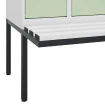 C+P Schwarz-Weiß-Spind Evolo PLUS 0490427-20 schw.Bank 2 Abt.je 300mm Drehriegel (HxBxT) 2120x600x815mm 7035/3003