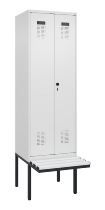 C+P Schwarz-Weiß-Spind Evolo PLUS 0490427-20 schw.Bank 2 Abt.je 300mm Drehriegel (HxBxT) 2120x600x815mm 7035/3003