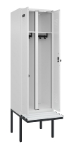 C+P Schwarz-Weiß-Spind Evolo PLUS 0490427-20 schw.Bank 2 Abt.je 300mm Drehriegel (HxBxT) 2120x600x815mm 7035/3003