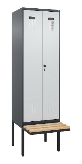 C+P PSA Doppel-Spind Evolo PLUS 0490427-22 schw.Bank 2 Abt.je 400mm Drehriegel (HxBxT) 2120x800x815mm 7035/3020