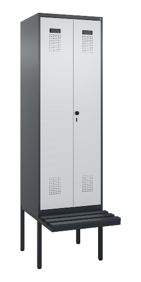 C+P PSA Doppel-Spind Evolo PLUS 0490427-22 schw.Bank 2 Abt.je 400mm Drehriegel (HxBxT) 2120x800x815mm 7035/7016
