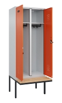 C+P Schwarz-Weiß-Spind Evolo PLUS 0490427-22 schw.Bank 2 Abt.je 400mm Drehriegel (HxBxT) 2120x800x815mm 7035/5012