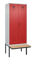 C+P Schwarz-Weiß-Spind Evolo PLUS 0490427-22 schw.Bank 2 Abt.je 400mm Drehriegel (HxBxT) 2120x800x815mm 7035/5012