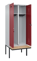 C+P Schwarz-Weiß-Spind Evolo PLUS 0490427-22 schw.Bank 2 Abt.je 400mm Drehriegel (HxBxT) 2120x800x815mm 7035/5012