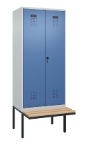 C+P Schwarz-Weiß-Spind Evolo PLUS 0490427-22 schw.Bank 2 Abt.je 400mm Drehriegel (HxBxT) 2120x800x815mm 7035/5012