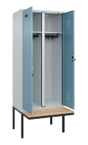 C+P Schwarz-Weiß-Spind Evolo PLUS 0490427-22 schw.Bank 2 Abt.je 400mm Drehriegel (HxBxT) 2120x800x815mm 7035/5012
