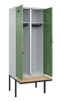 C+P Schwarz-Weiß-Spind Evolo PLUS 0490427-22 schw.Bank 2 Abt.je 400mm Drehriegel (HxBxT) 2120x800x815mm 7035/5012