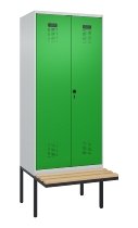 C+P Schwarz-Weiß-Spind Evolo PLUS 0490427-22 schw.Bank 2 Abt.je 400mm Drehriegel (HxBxT) 2120x800x815mm 7035/5012
