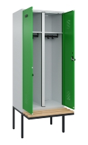C+P Schwarz-Weiß-Spind Evolo PLUS 0490427-22 schw.Bank 2 Abt.je 400mm Drehriegel (HxBxT) 2120x800x815mm 7035/5012