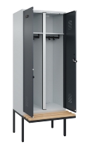 C+P Schwarz-Weiß-Spind Evolo PLUS 0490427-22 schw.Bank 2 Abt.je 400mm Drehriegel (HxBxT) 2120x800x815mm 7035/5012