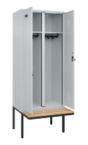 C+P Schwarz-Weiß-Spind Evolo PLUS 0490427-22 schw.Bank 2 Abt.je 400mm Drehriegel (HxBxT) 2120x800x815mm 7035/5012