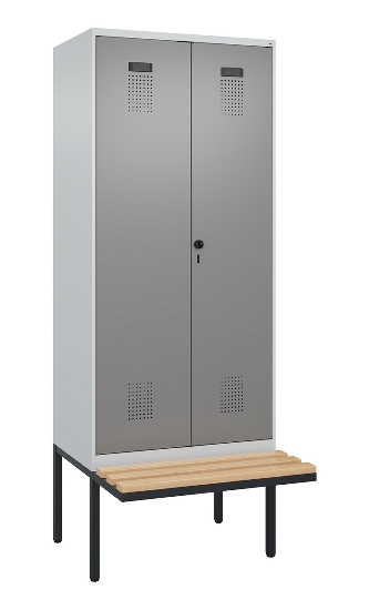 C+P Schwarz-Weiß-Spind Evolo PLUS 0490427-22 schw.Bank 2 Abt.je 400mm Drehriegel (HxBxT) 2120x800x815mm 7035/5012