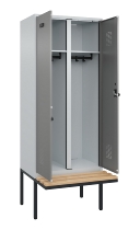 C+P Schwarz-Weiß-Spind Evolo PLUS 0490427-22 schw.Bank 2 Abt.je 400mm Drehriegel (HxBxT) 2120x800x815mm 7035/5012