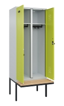 C+P Schwarz-Weiß-Spind Evolo PLUS 0490427-22 schw.Bank 2 Abt.je 400mm Drehriegel (HxBxT) 2120x800x815mm 7035/5012