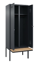 C+P Schwarz-Weiß-Spind Evolo PLUS 0490427-22 schw.Bank 2 Abt.je 400mm Drehriegel (HxBxT) 2120x800x815mm 7035/5012