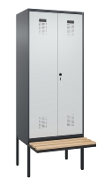 C+P Schwarz-Weiß-Spind Evolo PLUS 0490427-22 schw.Bank 2 Abt.je 400mm Drehriegel (HxBxT) 2120x800x815mm 7035/5012