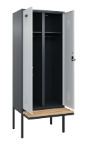 C+P Schwarz-Weiß-Spind Evolo PLUS 0490427-22 schw.Bank 2 Abt.je 400mm Drehriegel (HxBxT) 2120x800x815mm 7035/5012