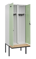C+P Schwarz-Weiß-Spind Evolo PLUS 0490427-22 schw.Bank 2 Abt.je 400mm Drehriegel (HxBxT) 2120x800x815mm 7035/5012