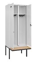 C+P Schwarz-Weiß-Spind Evolo PLUS 0490427-22 schw.Bank 2 Abt.je 400mm Drehriegel (HxBxT) 2120x800x815mm 7035/5012
