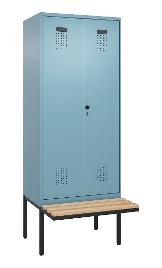 C+P Schwarz-Weiß-Spind Evolo PLUS 0490427-20 schw.Bank 2 Abt.je 300mm Drehriegel (HxBxT) 2120x600x815mm 2004/2004
