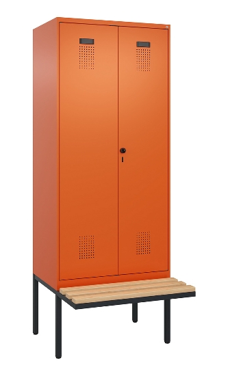 C+P Schwarz-Weiß-Spind Evolo PLUS 0490427-20 schw.Bank 2 Abt.je 300mm Drehriegel (HxBxT) 2120x600x815mm 2004/2004