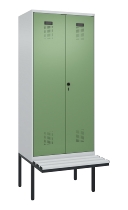C+P Schwarz-Weiß-Spind Evolo PLUS 0490427-20 schw.Bank 2 Abt.je 300mm Drehriegel (HxBxT) 2120x600x815mm 7035/3003