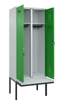 C+P Schwarz-Weiß-Spind Evolo PLUS 0490427-20 schw.Bank 2 Abt.je 300mm Drehriegel (HxBxT) 2120x600x815mm 7035/3003
