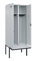 C+P Schwarz-Weiß-Spind Evolo PLUS 0490427-20 schw.Bank 2 Abt.je 300mm Drehriegel (HxBxT) 2120x600x815mm 7035/3003