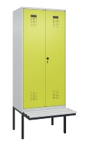 C+P Schwarz-Weiß-Spind Evolo PLUS 0490427-20 schw.Bank 2 Abt.je 300mm Drehriegel (HxBxT) 2120x600x815mm 7035/3003