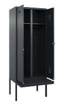 C+P Schwarz-Weiß-Spind Evolo PLUS 0490427-20 schw.Bank 2 Abt.je 300mm Drehriegel (HxBxT) 2120x600x815mm 7035/3003