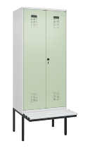 C+P Schwarz-Weiß-Spind Evolo PLUS 0490427-20 schw.Bank 2 Abt.je 300mm Drehriegel (HxBxT) 2120x600x815mm 7035/3003