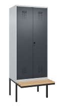 C+P PSA Doppel-Spind Evolo PLUS 0490427-22 schw.Bank 2 Abt.je 400mm Drehriegel (HxBxT) 2120x800x815mm 7035/3020