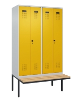 C+P Schwarz-Weiß-Spind Evolo PLUS 0490427-22 schw.Bank 2 Abt.je 400mm Drehriegel (HxBxT) 2120x800x815mm 7035/5012