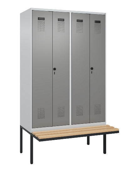 C+P Schwarz-Weiß-Spind Evolo PLUS 0490427-22 schw.Bank 2 Abt.je 400mm Drehriegel (HxBxT) 2120x800x815mm 7035/5012
